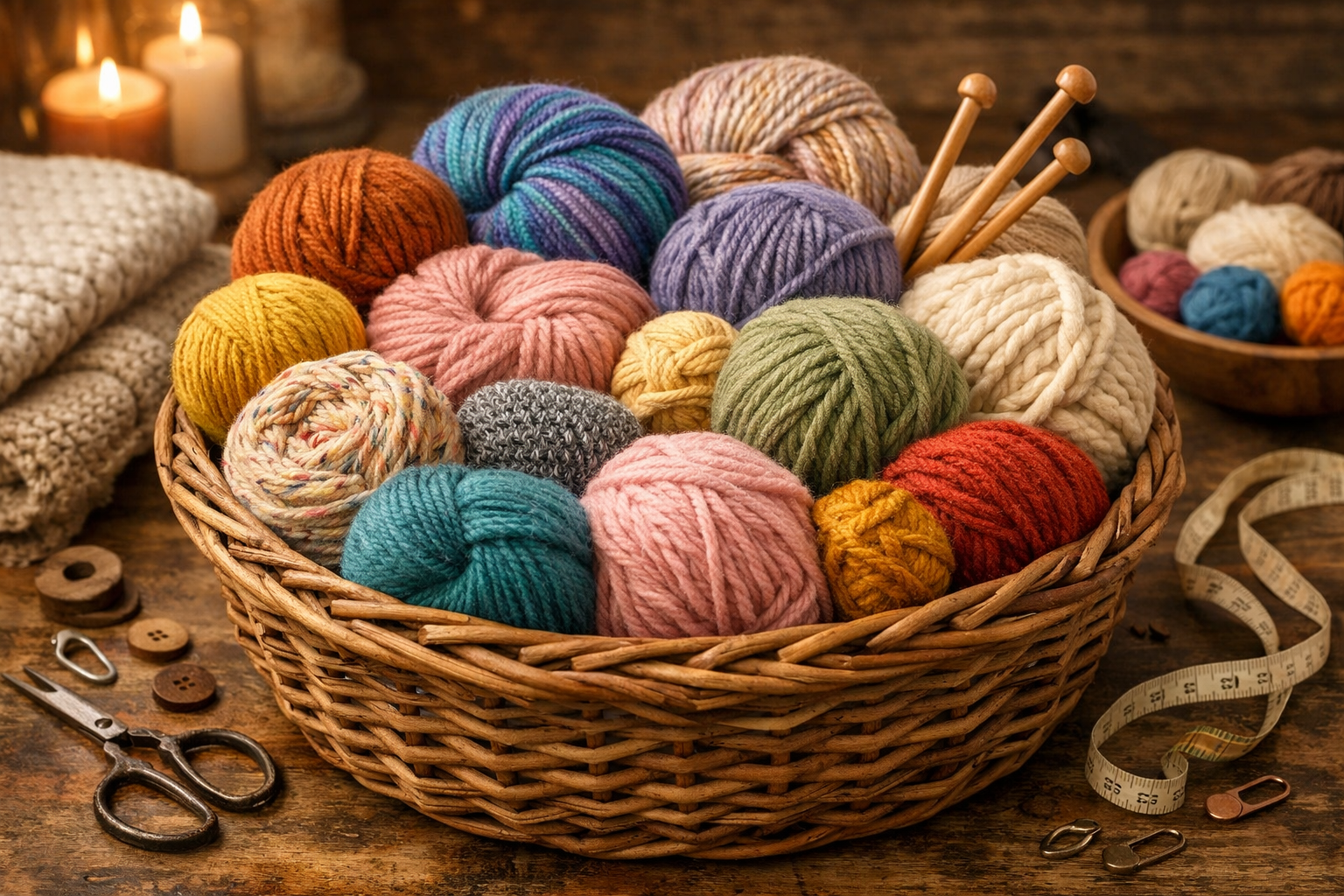 Renkli örgü iplikleri